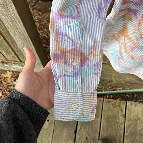 Ralph Lauren Men’s Classic Fit Pinstripe Paint Splattered Button Down Shirt Sz S - Picture 10 of 14